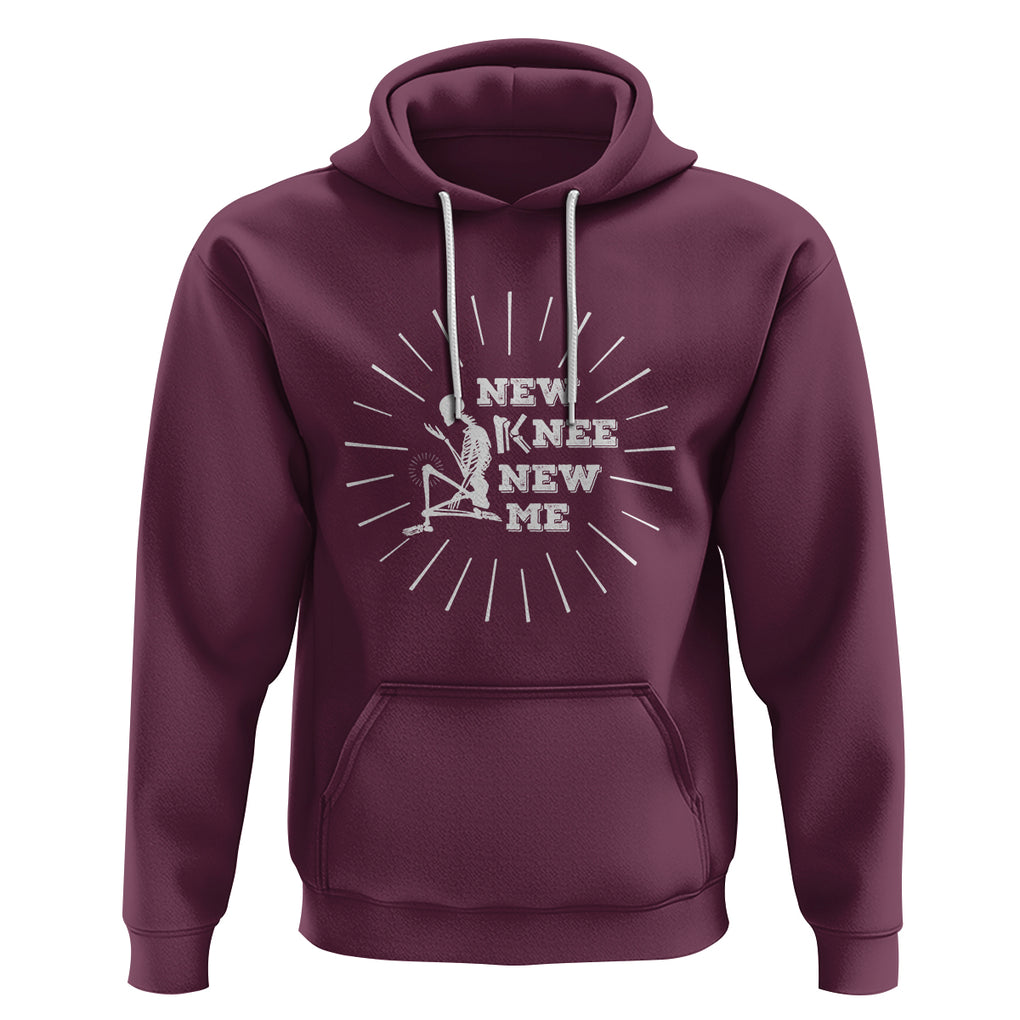 Knee Bone Skeleton Hoodie Knee Replacement Surgery Recovery New Knee New Me TS02 Maroon Printyourwear