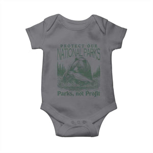 Protect Our National Parks Baby Onesie Parks Not Profits Retro Bear Nature Graphic TS02 Charcoal Print Your Wear