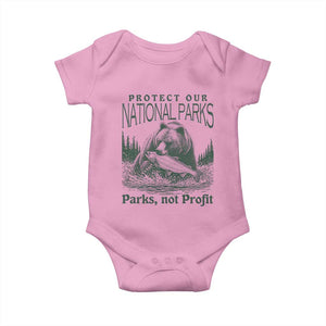 Protect Our National Parks Baby Onesie Parks Not Profits Retro Bear Nature Graphic TS02 Light Pink Print Your Wear