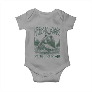 Protect Our National Parks Baby Onesie Parks Not Profits Retro Bear Nature Graphic TS02 Sport Gray Print Your Wear