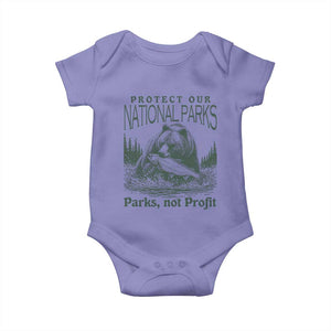 Protect Our National Parks Baby Onesie Parks Not Profits Retro Bear Nature Graphic TS02 Violet Print Your Wear