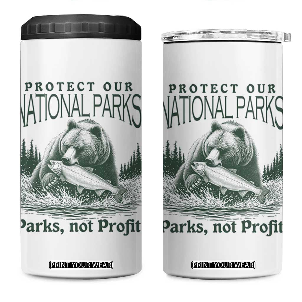 Protect Our National Parks 4 in 1 Can Cooler Tumbler Parks Not Profits Retro Bear Nature Graphic TS02 One Size: 16 oz White Print Your Wear