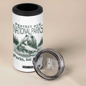 Protect Our National Parks 4 in 1 Can Cooler Tumbler Parks Not Profits Retro Bear Nature Graphic TS02 Print Your Wear