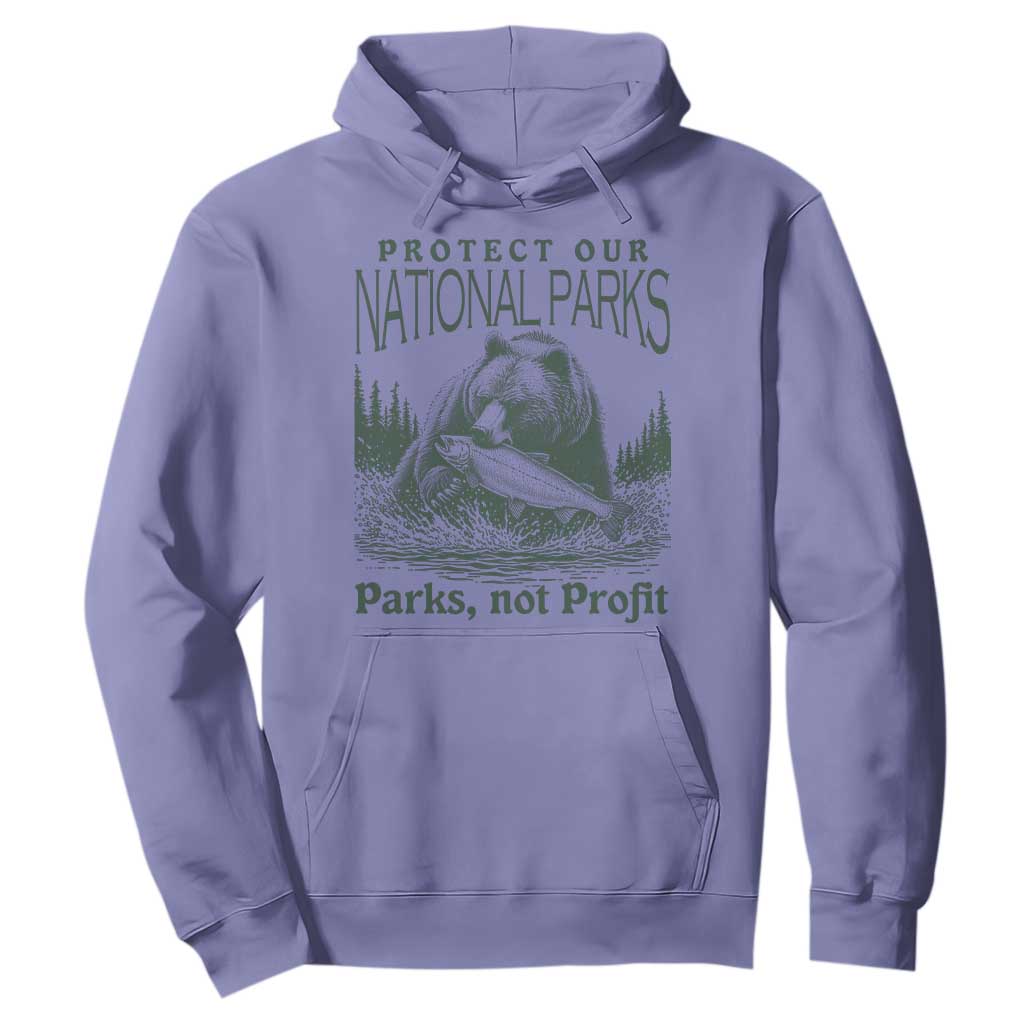 Protect Our National Parks Hoodie Parks Not Profits Retro Bear Nature Graphic TS02 Violet Print Your Wear