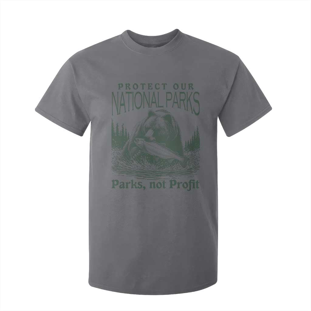 Protect Our National Parks T Shirt For Kid Parks Not Profits Retro Bear Nature Graphic TS02 Charcoal Print Your Wear