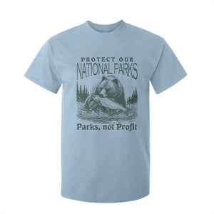 Protect Our National Parks T Shirt For Kid Parks Not Profits Retro Bear Nature Graphic TS02 Light Blue Print Your Wear