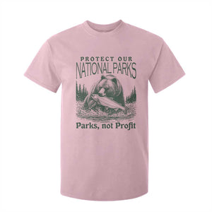 Protect Our National Parks T Shirt For Kid Parks Not Profits Retro Bear Nature Graphic TS02 Light Pink Print Your Wear