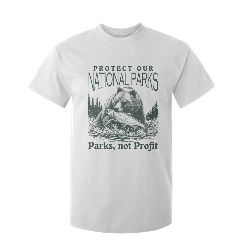 Protect Our National Parks T Shirt For Kid Parks Not Profits Retro Bear Nature Graphic TS02 White Print Your Wear