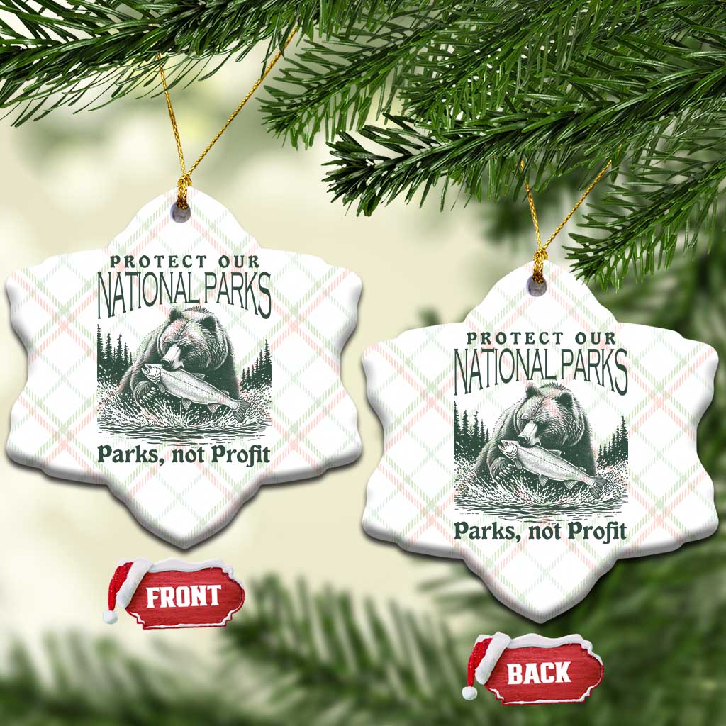 Protect Our National Parks Ceramic Ornament Parks Not Profits Retro Bear Nature Graphic TS02 Print Your Wear