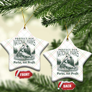 Protect Our National Parks Ceramic Ornament Parks Not Profits Retro Bear Nature Graphic TS02 Print Your Wear
