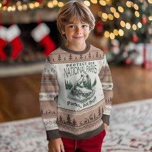 Protect Our National Parks Ugly Christmas Sweater Parks Not Profits Retro Bear Nature Graphic TS02 Mocha Mousse Print Your Wear