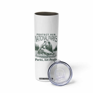 Protect Our National Parks Skinny Tumbler Parks Not Profits Retro Bear Nature Graphic TS02 Print Your Wear