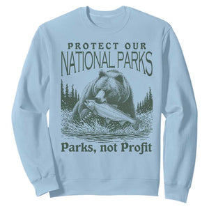 Protect Our National Parks Sweatshirt Parks Not Profits Retro Bear Nature Graphic TS02 Light Blue Print Your Wear