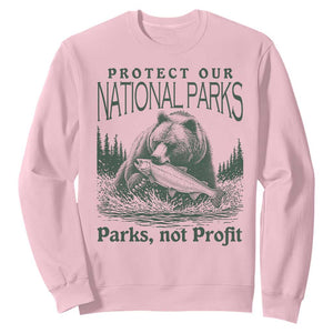 Protect Our National Parks Sweatshirt Parks Not Profits Retro Bear Nature Graphic TS02 Light Pink Print Your Wear