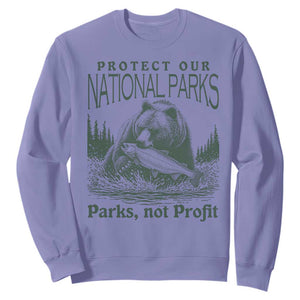Protect Our National Parks Sweatshirt Parks Not Profits Retro Bear Nature Graphic TS02 Violet Print Your Wear