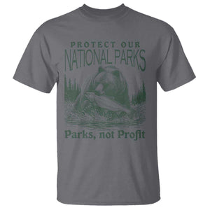 Protect Our National Parks T Shirt Parks Not Profits Retro Bear Nature Graphic TS02 Charcoal Print Your Wear