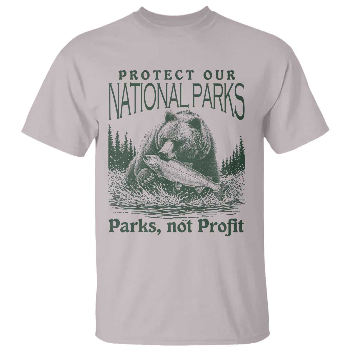 Protect Our National Parks T Shirt Parks Not Profits Retro Bear Nature Graphic TS02 Ice Gray Print Your Wear