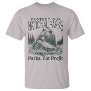 Protect Our National Parks T Shirt Parks Not Profits Retro Bear Nature Graphic TS02 Ice Gray Print Your Wear