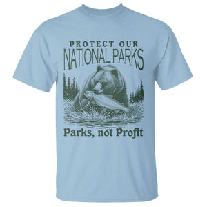 Protect Our National Parks T Shirt Parks Not Profits Retro Bear Nature Graphic TS02 Light Blue Print Your Wear