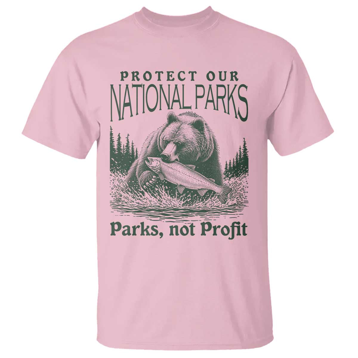 Protect Our National Parks T Shirt Parks Not Profits Retro Bear Nature Graphic TS02 Light Pink Print Your Wear
