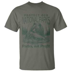 Protect Our National Parks T Shirt Parks Not Profits Retro Bear Nature Graphic TS02 Military Green Print Your Wear