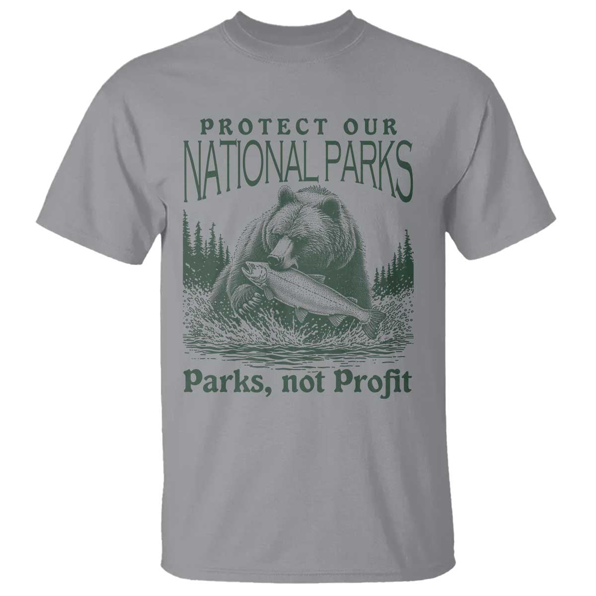 Protect Our National Parks T Shirt Parks Not Profits Retro Bear Nature Graphic TS02 Sport Gray Print Your Wear
