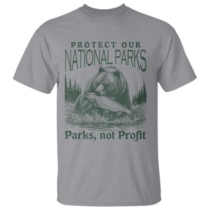 Protect Our National Parks T Shirt Parks Not Profits Retro Bear Nature Graphic TS02 Sport Gray Print Your Wear