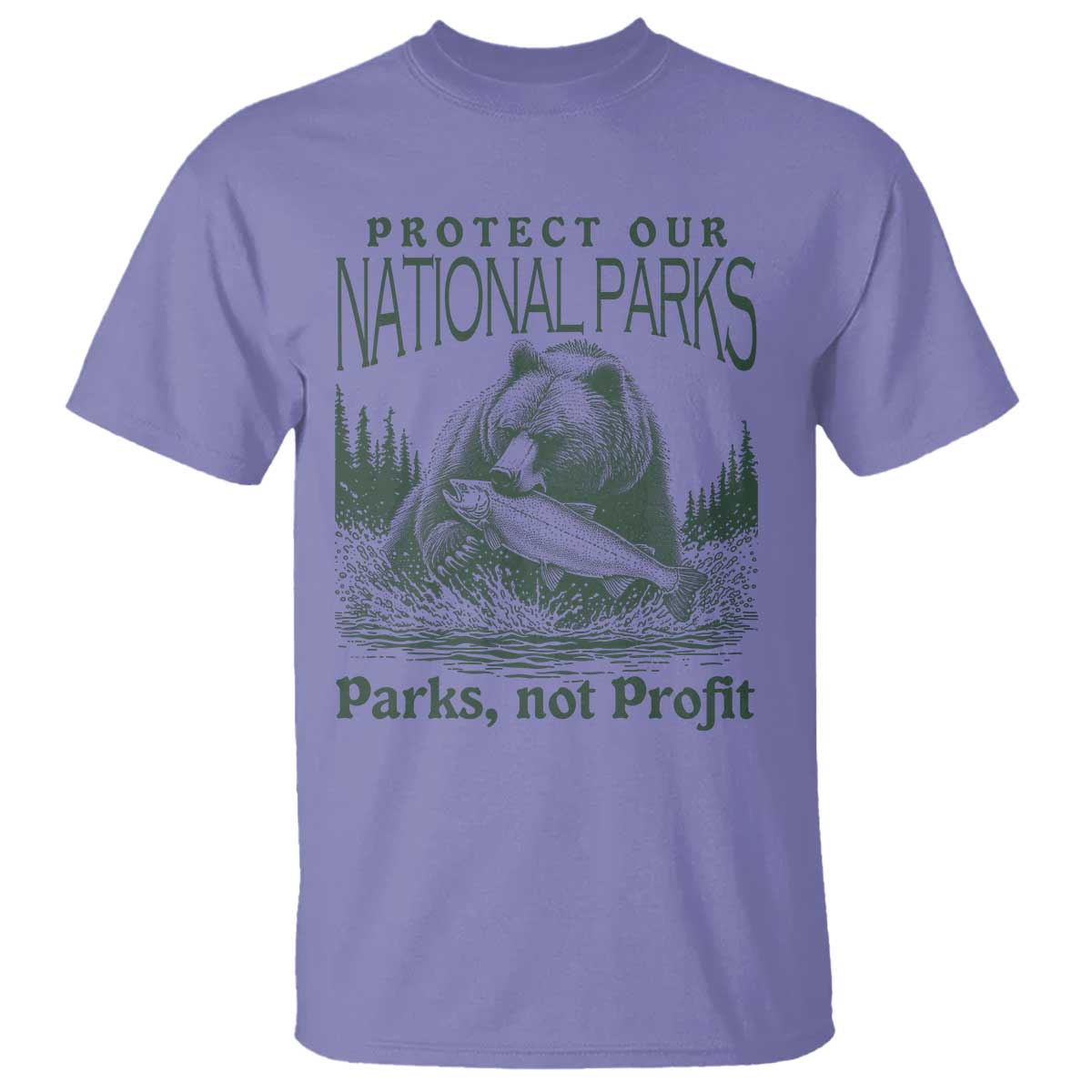 Protect Our National Parks T Shirt Parks Not Profits Retro Bear Nature Graphic TS02 Violet Print Your Wear