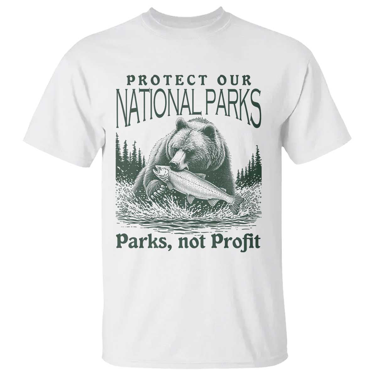 Protect Our National Parks T Shirt Parks Not Profits Retro Bear Nature Graphic TS02 White Print Your Wear