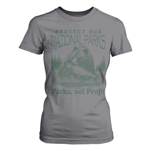 Protect Our National Parks T Shirt For Women Parks Not Profits Retro Bear Nature Graphic TS02 Charcoal Print Your Wear