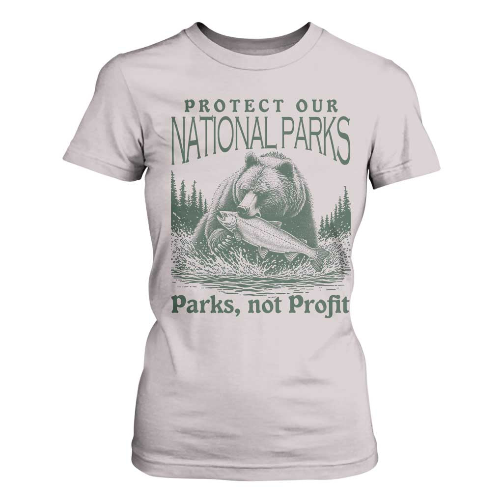 Protect Our National Parks T Shirt For Women Parks Not Profits Retro Bear Nature Graphic TS02 Ice Gray Print Your Wear