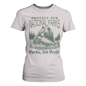 Protect Our National Parks T Shirt For Women Parks Not Profits Retro Bear Nature Graphic TS02 Ice Gray Print Your Wear