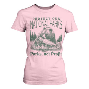 Protect Our National Parks T Shirt For Women Parks Not Profits Retro Bear Nature Graphic TS02 Light Pink Print Your Wear