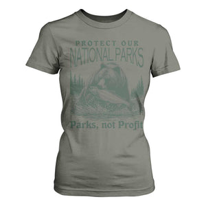 Protect Our National Parks T Shirt For Women Parks Not Profits Retro Bear Nature Graphic TS02 Military Green Print Your Wear