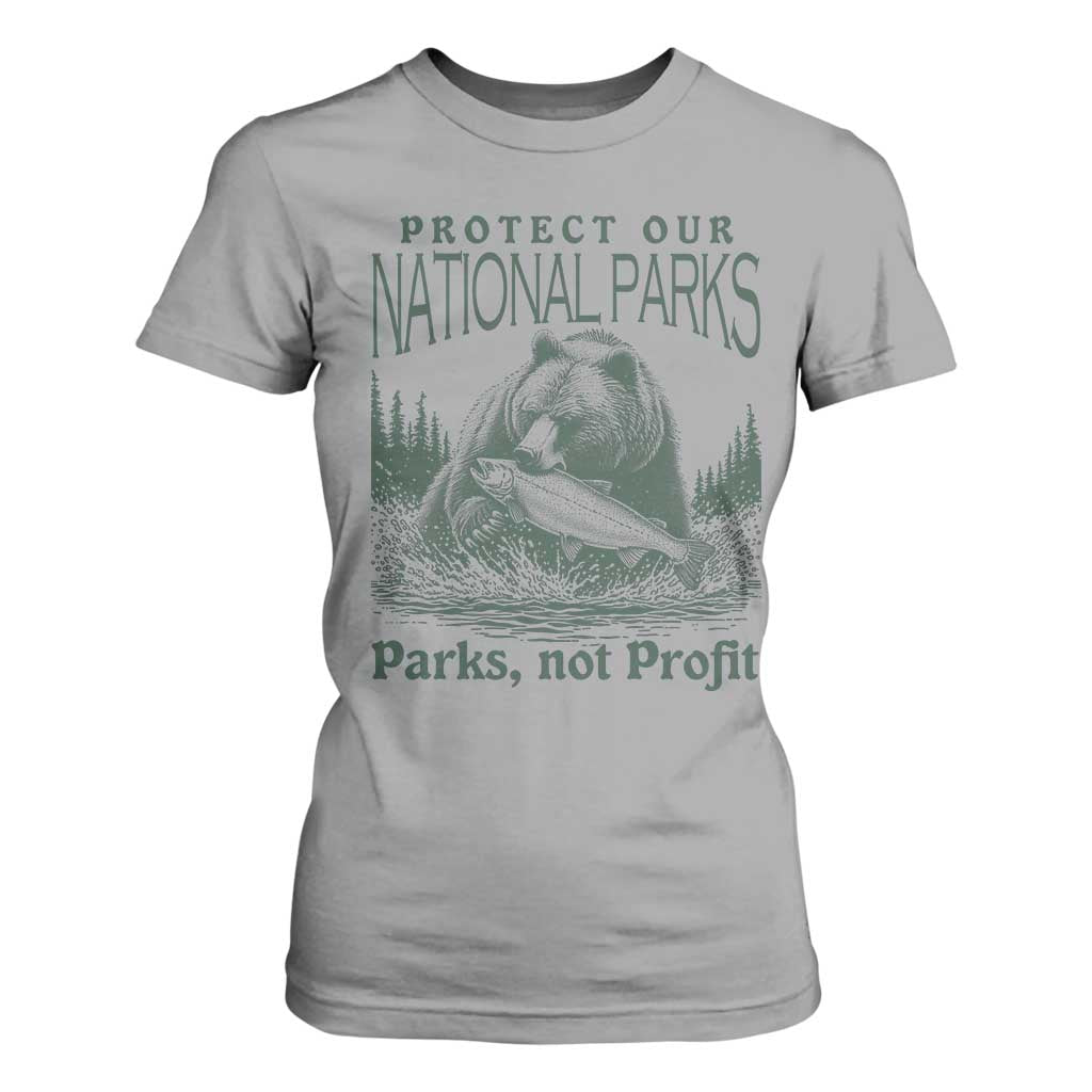 Protect Our National Parks T Shirt For Women Parks Not Profits Retro Bear Nature Graphic TS02 Sport Gray Print Your Wear