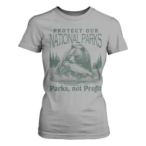 Protect Our National Parks T Shirt For Women Parks Not Profits Retro Bear Nature Graphic TS02 Sport Gray Print Your Wear