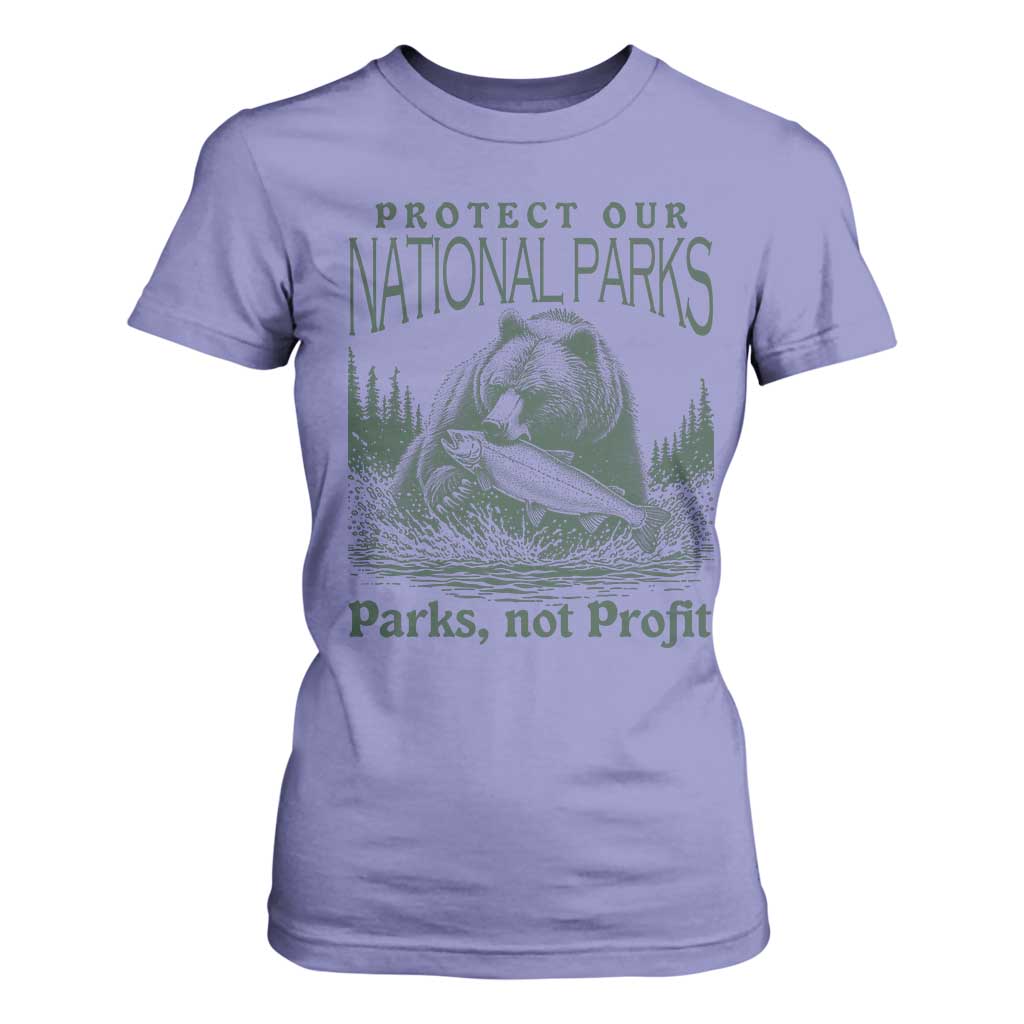 Protect Our National Parks T Shirt For Women Parks Not Profits Retro Bear Nature Graphic TS02 Violet Print Your Wear