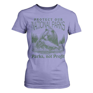 Protect Our National Parks T Shirt For Women Parks Not Profits Retro Bear Nature Graphic TS02 Violet Print Your Wear