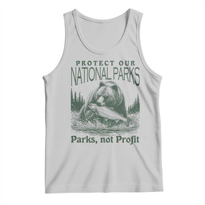 Protect Our National Parks Tank Top Parks Not Profits Retro Bear Nature Graphic TS02 Ash Print Your Wear