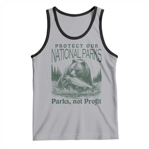 Protect Our National Parks Tank Top Parks Not Profits Retro Bear Nature Graphic TS02 Athletic Heather Black Print Your Wear