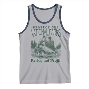 Protect Our National Parks Tank Top Parks Not Profits Retro Bear Nature Graphic TS02 Athletic Heather Navy Print Your Wear