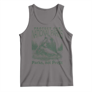 Protect Our National Parks Tank Top Parks Not Profits Retro Bear Nature Graphic TS02 Deep Heather Print Your Wear