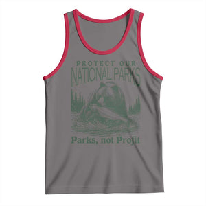 Protect Our National Parks Tank Top Parks Not Profits Retro Bear Nature Graphic TS02 Deep Heather Red Print Your Wear