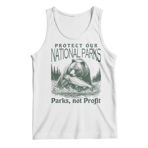 Protect Our National Parks Tank Top Parks Not Profits Retro Bear Nature Graphic TS02 White Print Your Wear