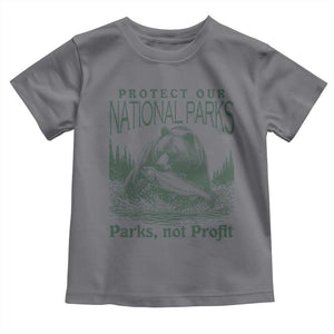 Protect Our National Parks Toddler T Shirt Parks Not Profits Retro Bear Nature Graphic TS02 Charcoal Print Your Wear