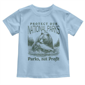 Protect Our National Parks Toddler T Shirt Parks Not Profits Retro Bear Nature Graphic TS02 Light Blue Print Your Wear