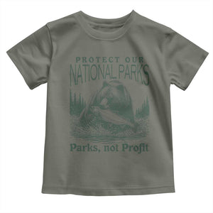 Protect Our National Parks Toddler T Shirt Parks Not Profits Retro Bear Nature Graphic TS02 Military Green Print Your Wear