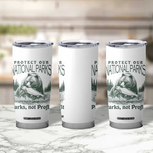 Protect Our National Parks Tumbler Cup Parks Not Profits Retro Bear Nature Graphic TS02 Print Your Wear