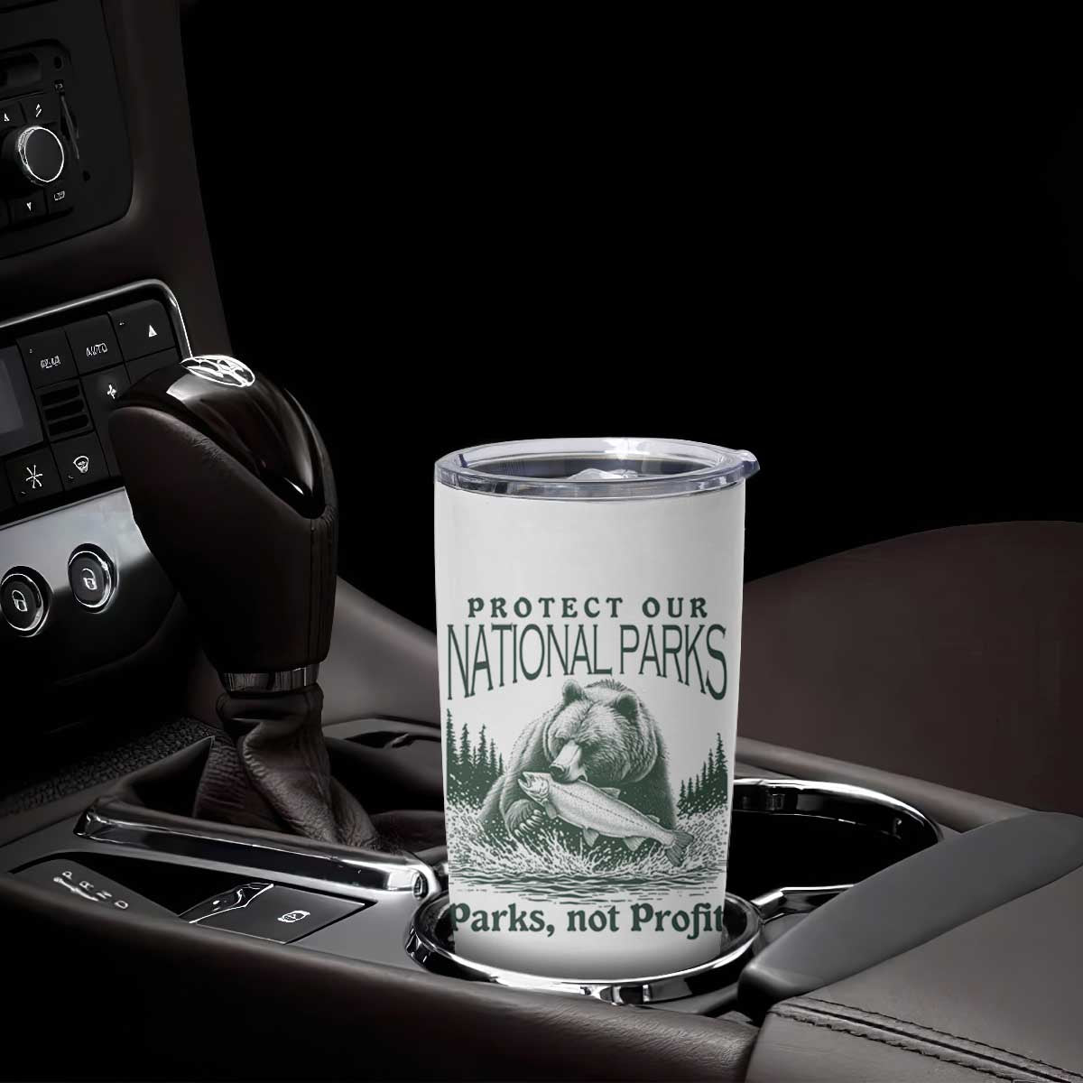Protect Our National Parks Tumbler Cup Parks Not Profits Retro Bear Nature Graphic TS02 Print Your Wear