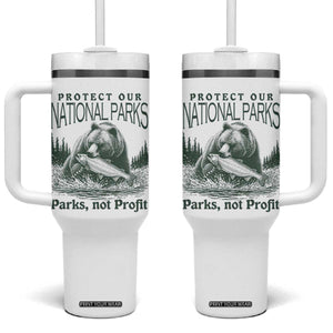 Protect Our National Parks Tumbler With Handle Parks Not Profits Retro Bear Nature Graphic TS02 One Size: 40 oz White Print Your Wear